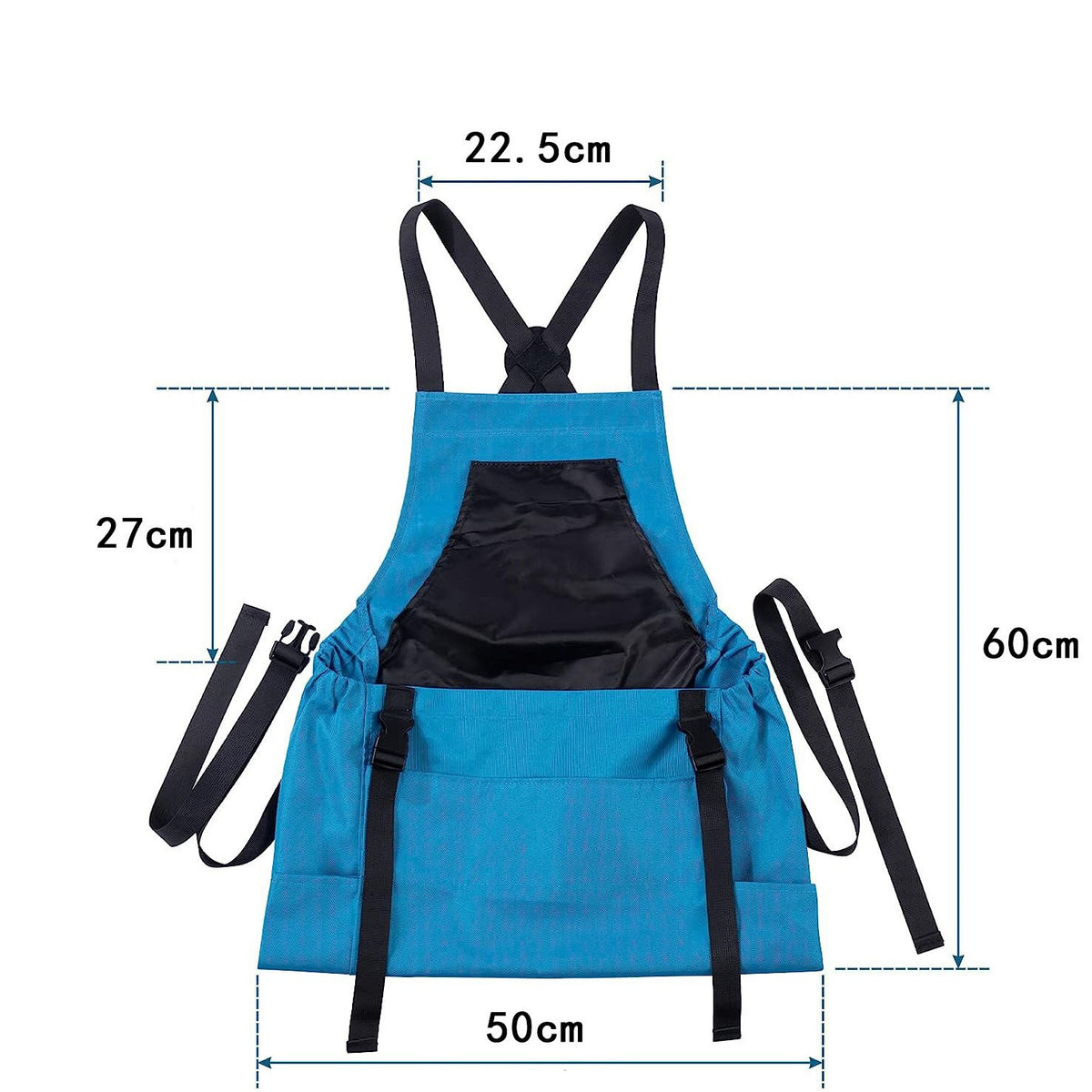 BLue Heavy-Duty Garden Harvesting Apron - Waterproof Fruit Picking Bag with Large Pouch