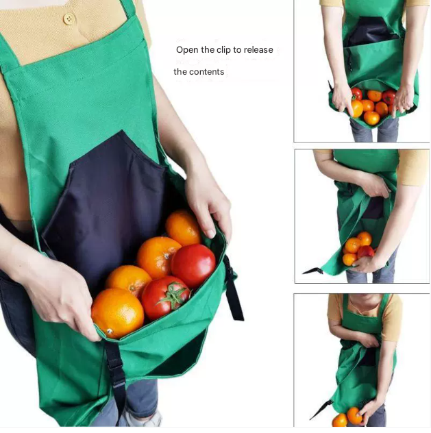 Rose Red Heavy-Duty Garden Harvesting Apron - Waterproof Fruit Picking Bag with Large Pouch