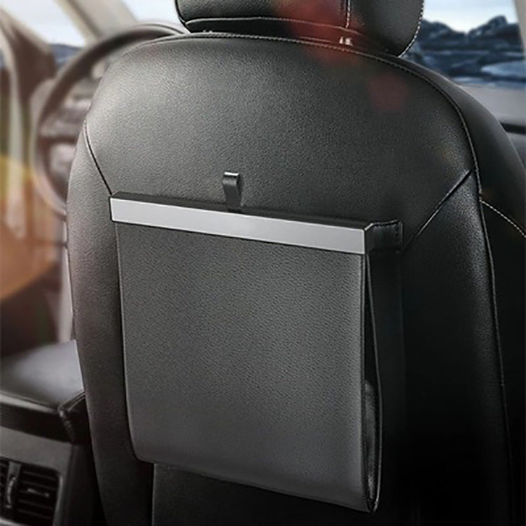 Premium PU Leather Foldable Car Trash Bin - Large Capacity Waterproof Hanging Organizer for Back Seat