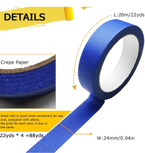 (10-Pack) Professional Blue Painter's Tape  - 14-Day Clean Removal, UV Resistant for Crisp Paint Lines