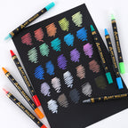 2PCS 12-Colour Dual Tip Acrylic Paint Pens - Quick-Dry Waterproof Markers for Kids' Art & Crafts, Rock Painting