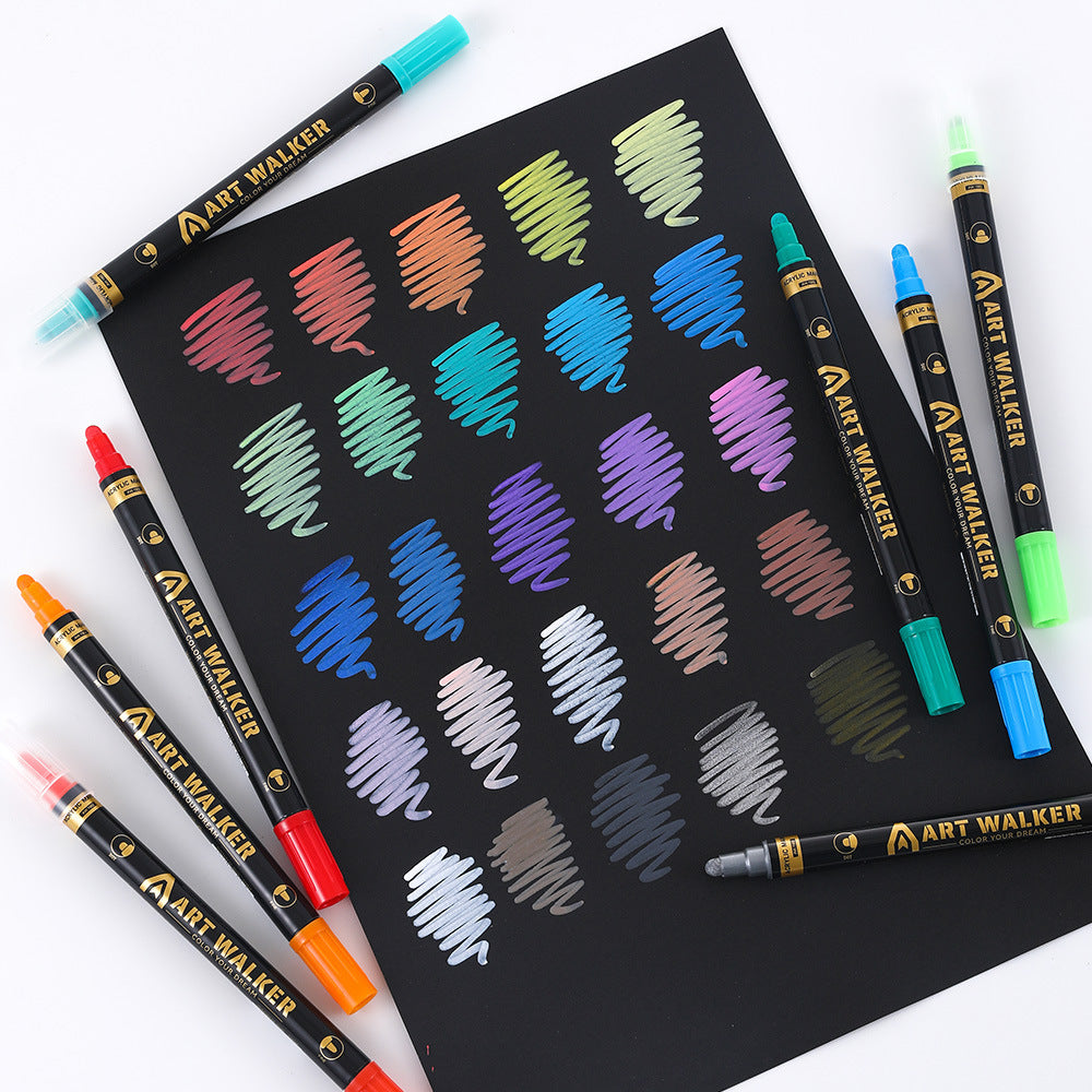 36-Colour Dual Tip Acrylic Paint Pens - Quick-Dry Waterproof Markers for Kids' Art & Crafts, Rock Painting