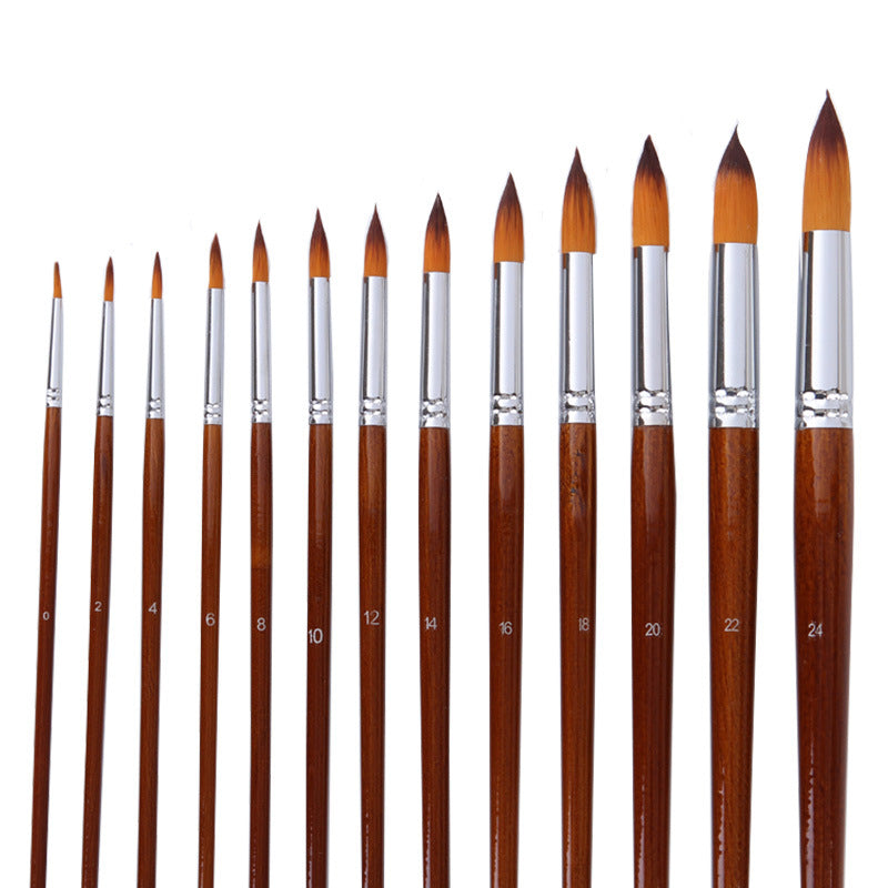 Professional 13-Piece Artist Brush Set - Flat & Filbert Nylon Bristles for Acrylic, Oil & Watercolor