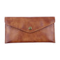 Light Brown Vintage Japanese Style Full-Grain Leather Phone Wallet - Slim Envelope Clutch for Women