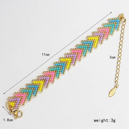 Rainbow Miyuki Beaded Bohemian Rainbow Arrow Handmade Stainless Steel Bracelet