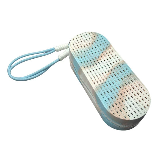 Blue-white Breathable Silicone Swim Goggles Case Shockproof Sunglasses Protector Box Portable Large Capacity Storage Pouch with Hanging Strap for Swimming and Travel