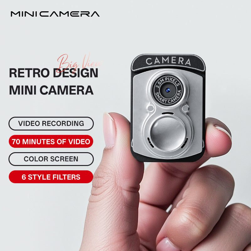 Retro Design Mini Digital Thumb Camera for Students - 2.0MP Video Recording with 16GB TF Card and 6 Style Filters - Compact CCD Style