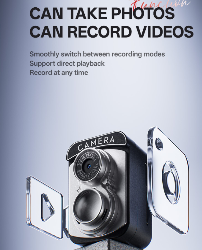 Retro Design Mini Digital Thumb Camera for Students - 2.0MP Video Recording with 16GB TF Card and 6 Style Filters - Compact CCD Style