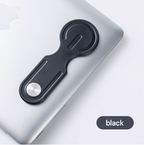 Black Magnetic Laptop Phone Holder Side Mount Expansion Bracket Slim 6mm Foldable Stand with Metal Ring for Dual Screen Work Office Setup