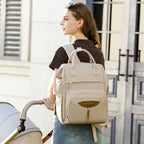 Multifunctional Diaper Bag Backpack(Apricot) - Large Capacity & Organized Storage for Baby Essentials