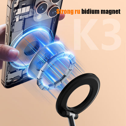 White Magnetic Phone Light & Stand - Rechargeable, Tri-Color, Portable