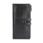 Black Premium Leather Long Wallet Clutch Organizer 19x10x3cm - 15 Card Slots