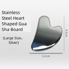 Stainless Steel Heart Gua Sha Facial Tools - Large Size (8.5x6.2cm) for Face and Body, Massager for Reducing Puffiness