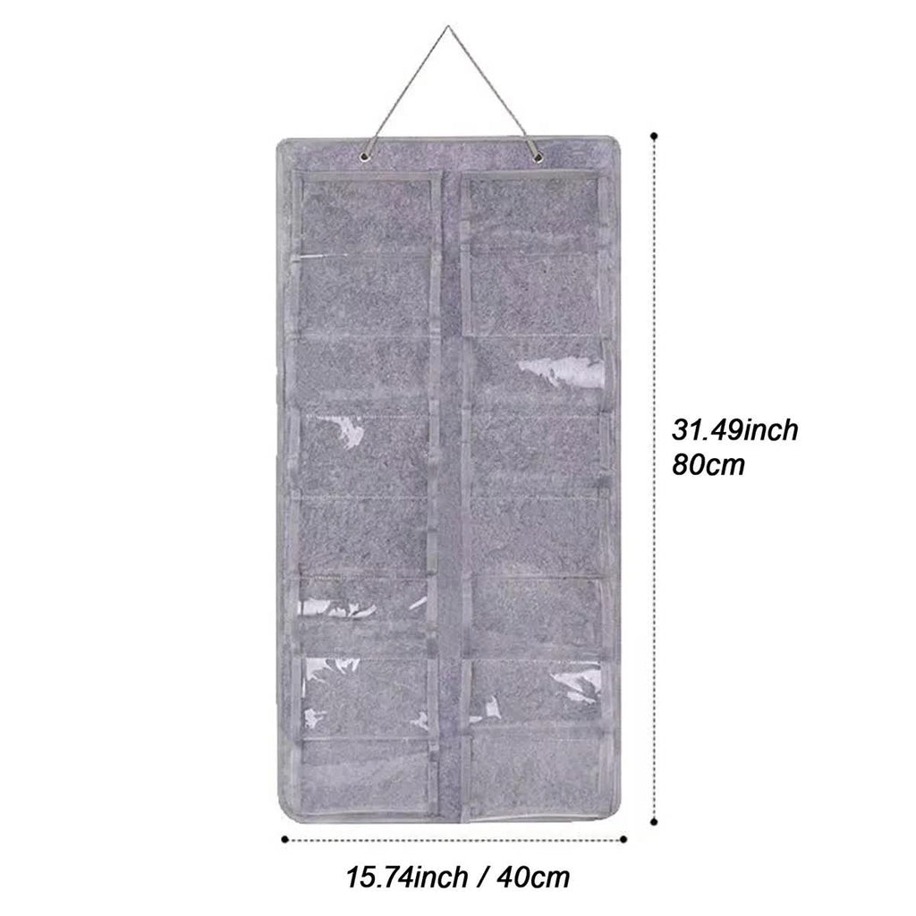 16 Slot Grey Felt Hanging Sunglass Organizer(40 * 80 CM) – Foldable Wall Mount Eyewear Storage Rack
