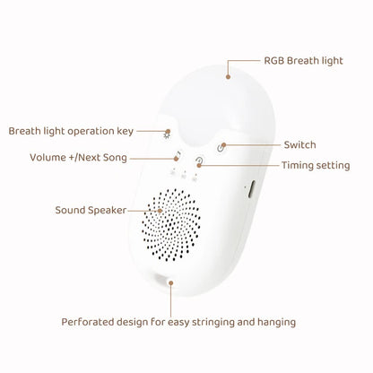 Portable Baby Sleep White Noise Machine(12.5*7*3.5 CM) With Soothing Sounds, RGB Night Light & Auto Timer - USB-C Rechargeable