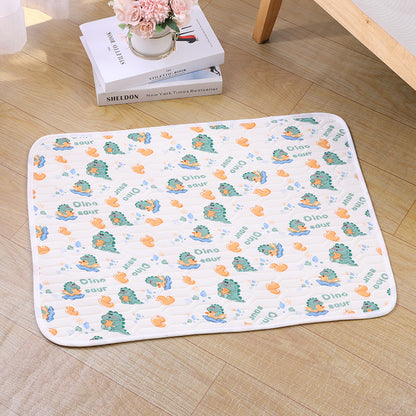 2-Pack Green Dinosaur Pet Summer Cooling Latex Pad (M Size: 50*40cm) - Breathable Ice Silk & Latex-Filled Dog Bed Cat Sleeping Mat with Non-Slip Base