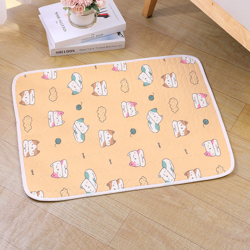 2-Pack Orange Cat Pet Summer Cooling Latex Pad (L Size: 60*45cm) - Breathable Ice Silk & Latex-Filled Dog Bed Cat Sleeping Mat with Non-Slip Base