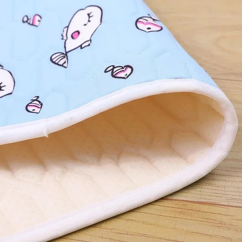 2-Pack Blue Fish Pet Summer Cooling Latex Pad (XL Size: 70*50cm) - Breathable Ice Silk & Latex-Filled Dog Bed Cat Sleeping Mat with Non-Slip Base