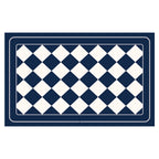 Dark Blue Checkered Design Loofah Texture Shower Mat (40x60cm) - Non-Slip PVC Bathroom Floor Mat, Quick-Draining, Anti-Mould & Massage Pad