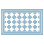 Light Blue Checkered Design Loofah Texture Shower Mat (44x75cm) - Non-Slip PVC Bathroom Floor Mat, Quick-Draining, Anti-Mould & Massage Pad
