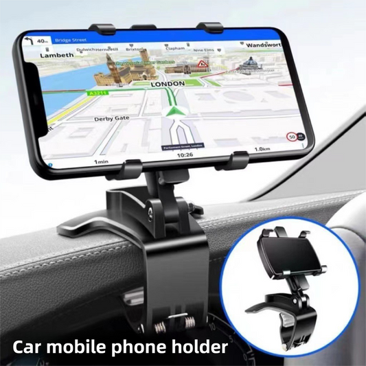 2-Pack Multi-Function 360° ABS Rotating Car Phone Holder - Universal Clip Mount for Dashboard, Rearview Mirror & Sun Visor with Anti-Slip