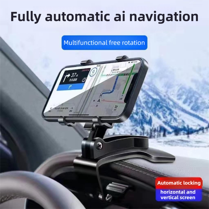 2-Pack Multi-Function 360° ABS Rotating Car Phone Holder - Universal Clip Mount for Dashboard, Rearview Mirror & Sun Visor with Anti-Slip
