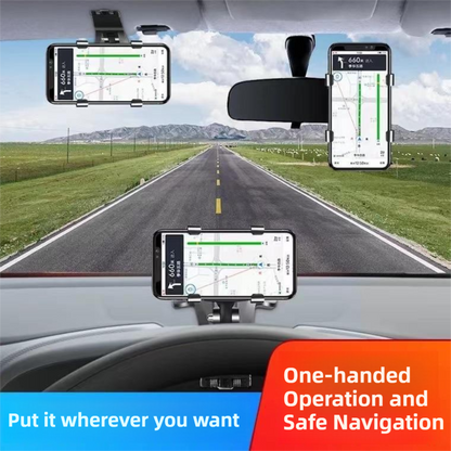 2-Pack Multi-Function 360° ABS Rotating Car Phone Holder - Universal Clip Mount for Dashboard, Rearview Mirror & Sun Visor with Anti-Slip