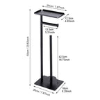 2-in-1 Freestanding Toilet Paper Holder - Thick Carbon Steel with Matte Black Finish, Storage Top and 2 * Paper Roll Holder