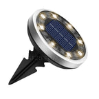 4-Pack New Solar LED In-Ground White Lights (Single 8.3x8.3x10 cm) - Stainless Steel & ABS Waterproof Outdoor Garden Pathway and Landscape Spike Lamp