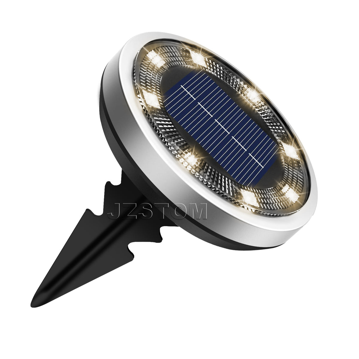 4-Pack New Solar LED In-Ground White Lights (Single 8.3x8.3x10 cm) - Stainless Steel & ABS Waterproof Outdoor Garden Pathway and Landscape Spike Lamp