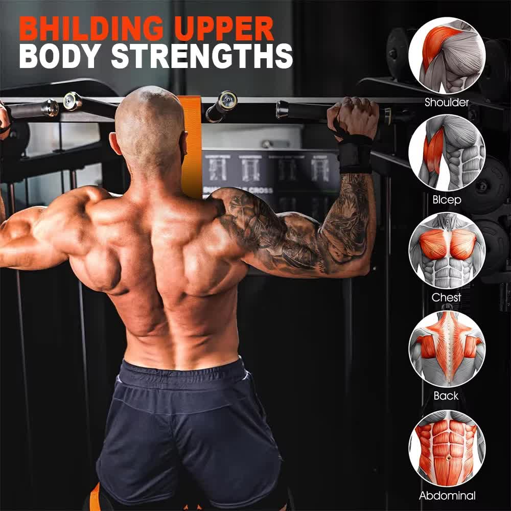 Black (300lb)Heavy Duty Pull-Up Assist Strap System With Foam Handles - Adjustable Resistance Trainer for Pull-Ups and Home Gym Workouts