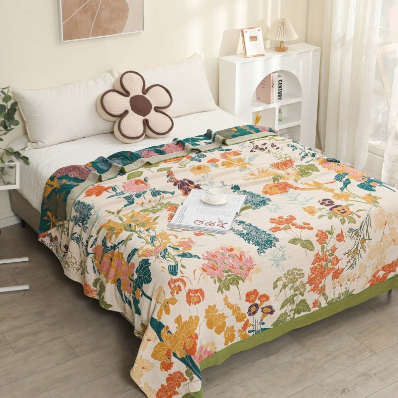 Pure Cotton Multi-Layer Gauze Blanket(Classic B, 230 cm x 200 cm) - Lightweight, Ultra-Breathable, and Moisture-Wicking Summer Quilt for Hot Sleepers