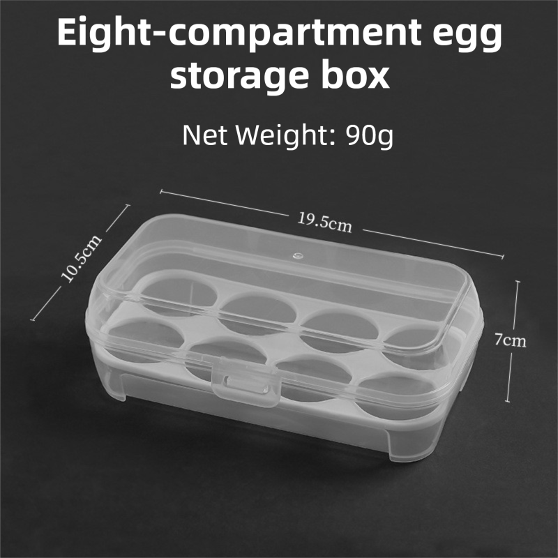 4 Pack Portable  8-Grid Shockproof Eggs Box With Egg Holder- Clear PP Plastic Storage Box, Secure Lock, Anti-Shock Tray for Outdoor Camping Picnic