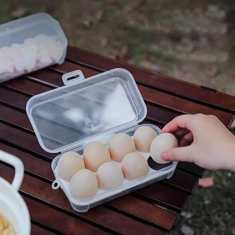 4 Pack Portable  8-Grid Shockproof Eggs Box With Egg Holder- Clear PP Plastic Storage Box, Secure Lock, Anti-Shock Tray for Outdoor Camping Picnic