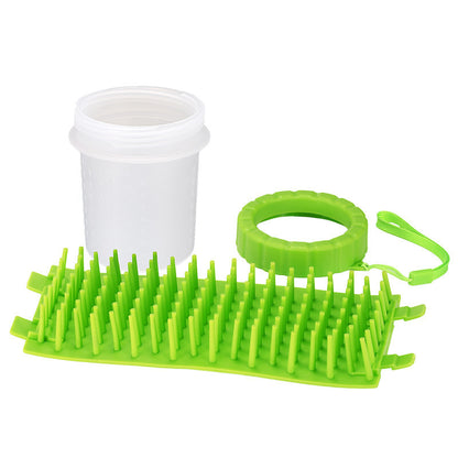 Green Small Size Quick & Easy-Clean Dog Paw Cleaner Cup - PP+TPR Material, Gentle Pet Grooming Tool