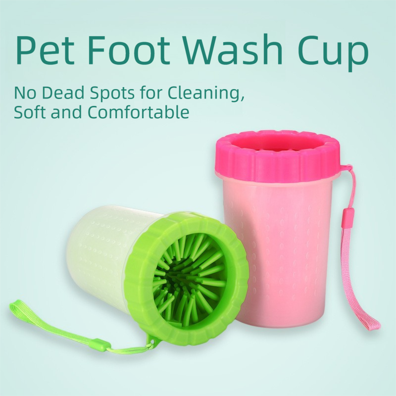 Green Small Size Quick & Easy-Clean Dog Paw Cleaner Cup - PP+TPR Material, Gentle Pet Grooming Tool