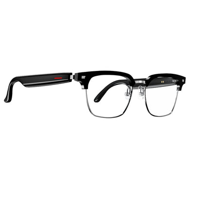 Black Comfortable AI Smart Anti-Blue Light Half-Rimmed Glasses - Lightweight, Stereo Audio, Clear Noise Reduction, All-Day Wear