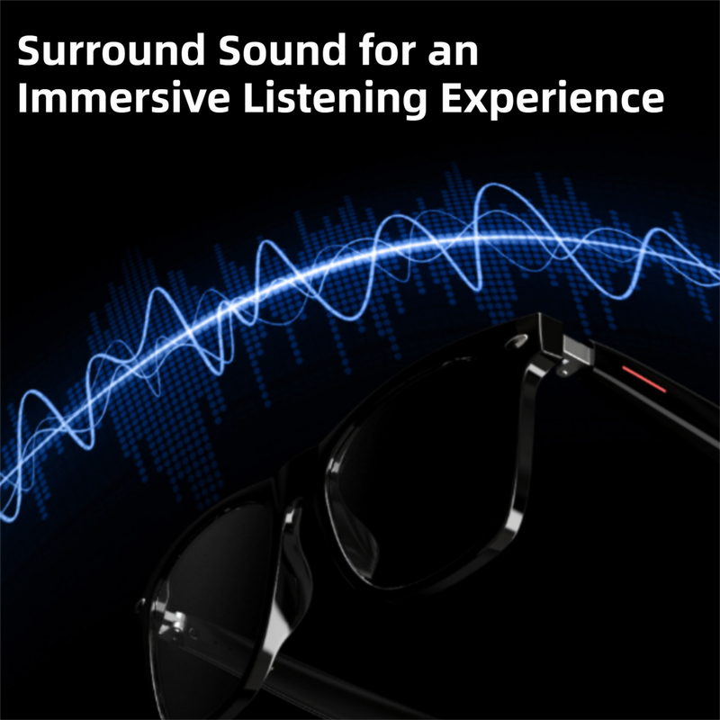 Black Comfortable AI Smart Anti-Blue Light Half-Rimmed Glasses - Lightweight, Stereo Audio, Clear Noise Reduction, All-Day Wear