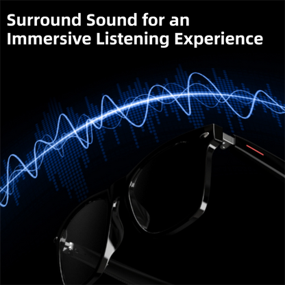 Black Comfortable AI Smart Anti-Blue Light Half-Rimmed Glasses - Lightweight, Stereo Audio, Clear Noise Reduction, All-Day Wear