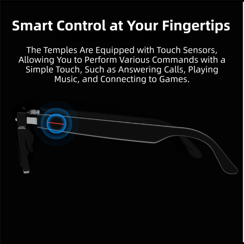 Black Comfortable AI Smart Anti-Blue Light Half-Rimmed Glasses - Lightweight, Stereo Audio, Clear Noise Reduction, All-Day Wear