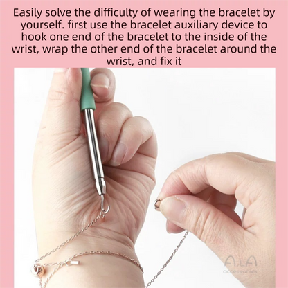 2-Pack Black Jewelry Fastener Helper Tool - Quick Bracelet & Fine Chain Wearer Aid With Telescopic Titanium Steel Hook