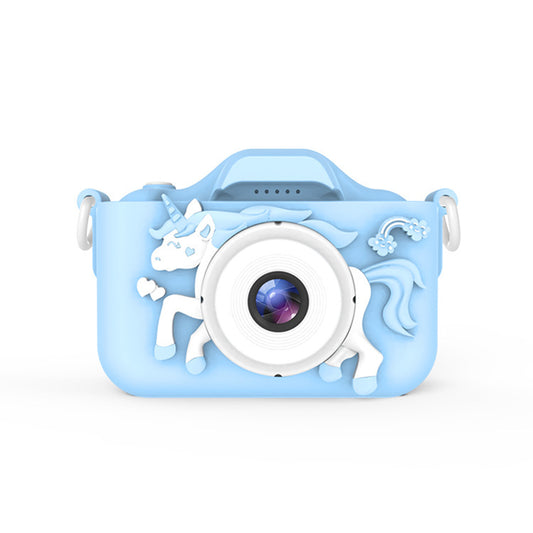 X2 Blue Single Lens Kids Unicorn Digital Camera - Multi-Functions With 20MP Interpolation, Photo & Multiple Filters, 1080P Video and Game