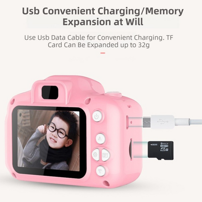 X2 Pink Single Lens Kids Cat Digital Camera - Multi-Functions With 20MP Interpolation, Photo & Multiple Filters, 1080P Video and Game