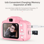 X2 Pink HD Dual Lens Kids Carrot Bunny Digital Camera - Multi-Functions With 20MP Interpolation, Photo & Multiple Filters, 1080P Video and Game