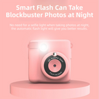 Pink ABS-681 Portable Kids Mini Digital Polaroid with 32GB Card,  3 Rolls Printing Paper & 6 Color Pens - Instant Print Thermal Photo Printer for DIY Fun