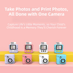 Purple ABS-681 Portable Kids Mini Digital Polaroid with 32GB Card,  3 Rolls Printing Paper & 6 Color Pens - Instant Print Thermal Photo Printer for DIY Fun
