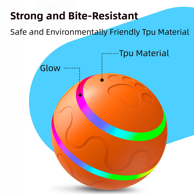 Orange Durable TPU Smart Interactive Electric Pet Toy Ball With Remote - Automatic Normal & Crazy Mode Bouncing Dog & Cat Chew Toy, Remote Activated