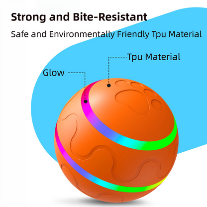 Orange Durable TPU Smart Interactive Electric Pet Toy Ball With Remote - Automatic Normal & Crazy Mode Bouncing Dog & Cat Chew Toy, Remote Activated
