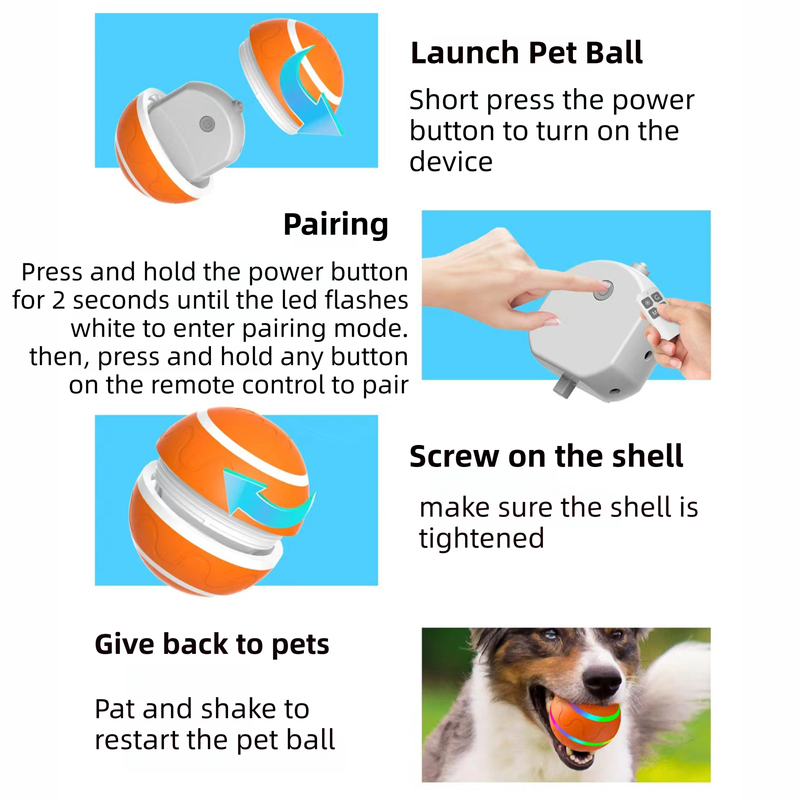 Orange Durable TPU Smart Interactive Electric Pet Toy Ball With Remote - Automatic Normal & Crazy Mode Bouncing Dog & Cat Chew Toy, Remote Activated