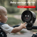 Pink Portable Stroller Fan with LED Display - Bladeless Safety Clip-On Fan for Baby & Desk (4000mAh, 360 degree Rotation)